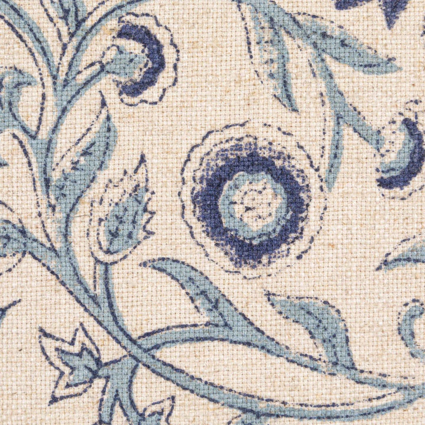 18” Square Cotton Blue Floral Printed Pillow